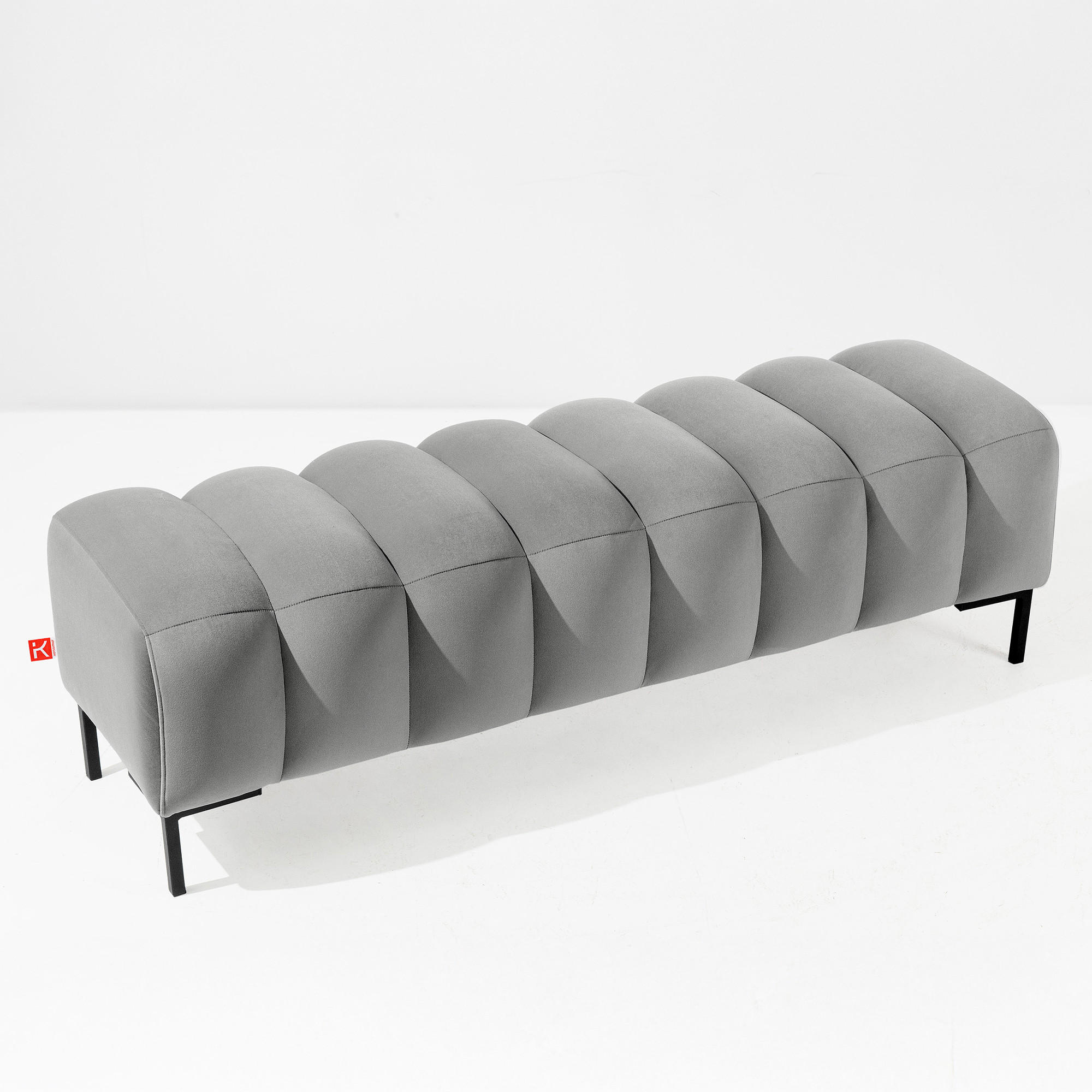 POLSTERBANK Bettbank PECCO, Metallbeinen - Schwarz/Grau, Holz/Textil (160/50/50cm) - KONSIMO®