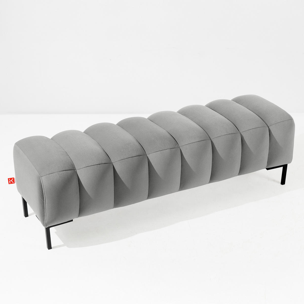 POLSTERBANK Bettbank PECCO, Metallbeinen - Schwarz/Grau, Holz/Textil (160/50/50cm) - KONSIMO®