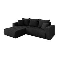 ROHOVÁ SEDAČKA s funkcí spaní, otoman vlevo MILA-L 277x194x86 černá velur - černá, kompozitní dřevo/textil (277/194cm) - ALTDECOR
