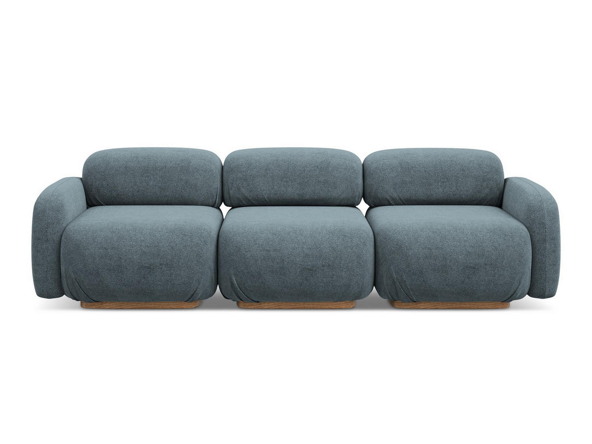 4-SITZER-SOFA Bouclé Stoff Blau - Blau/Blaugrau, Holz/Textil (270/73/95cm) - Makamii