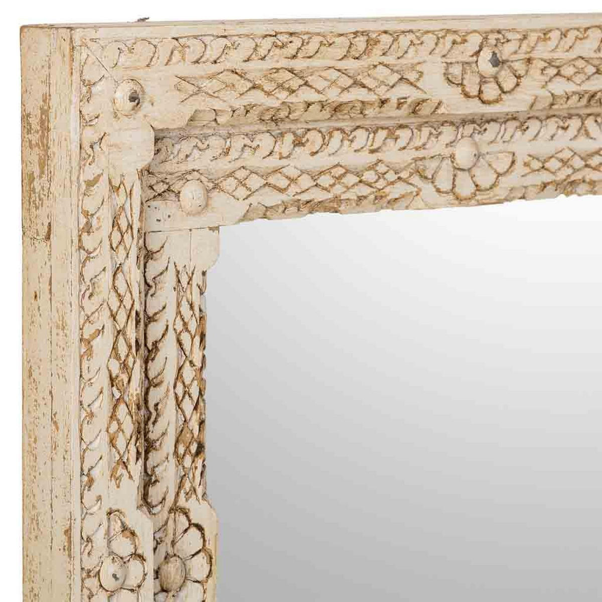 SPIEGEL aus Holz, weiß, 80x3x100cm - Beige, Holz (80/100/3cm) - Wanderlust