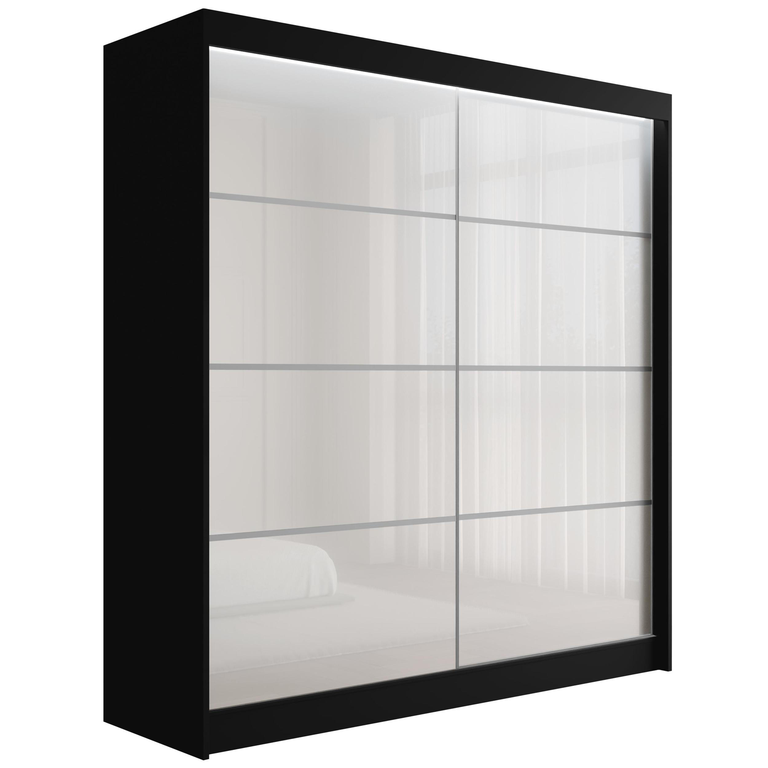 KLEIDERSCHRANK PEKA III mit LED - 200 cm - Schwarz|Weiß - Schwarz/Weiß, Holzwerkstoff (200/215/61cm) - ALTDECOR