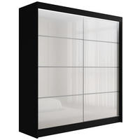 KLEIDERSCHRANK PEKA III mit LED - 200 cm - Schwarz|Weiß - Schwarz/Weiß, Holzwerkstoff (200/215/61cm) - ALTDECOR