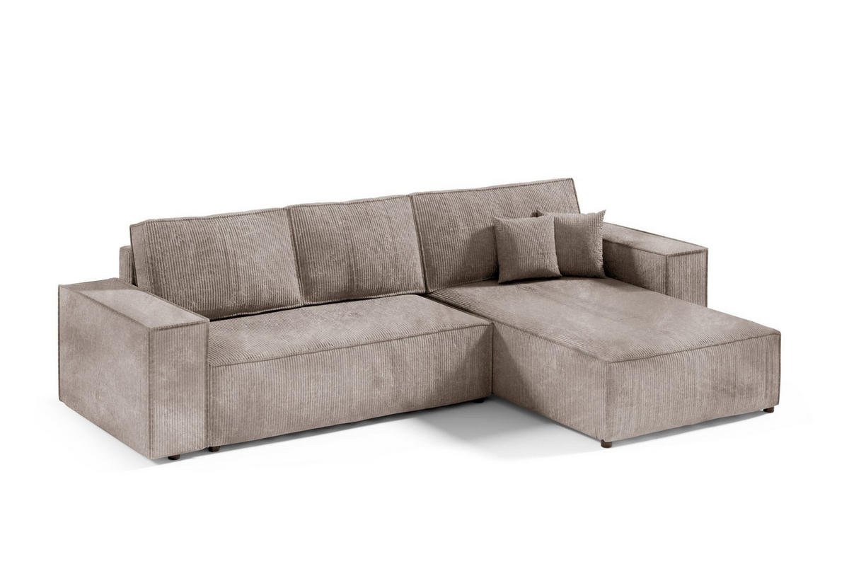 ECKSOFA mit Schlaffunktion Beige - Cappuccino, Textil (294/185cm) - Furnisell
