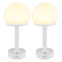 LED TISCHLEUCHTE HAKU Weiß Opal 2er Set - Weiß, Kunststoff (14/14/29.5cm) - Globo Lighting