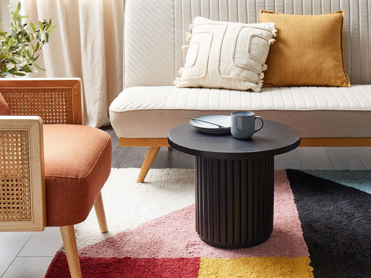 COUCHTISCH Mangoholz schwarz rund 50 cm Lemont - Schwarz, Holz (50/50/40cm) - Beliani