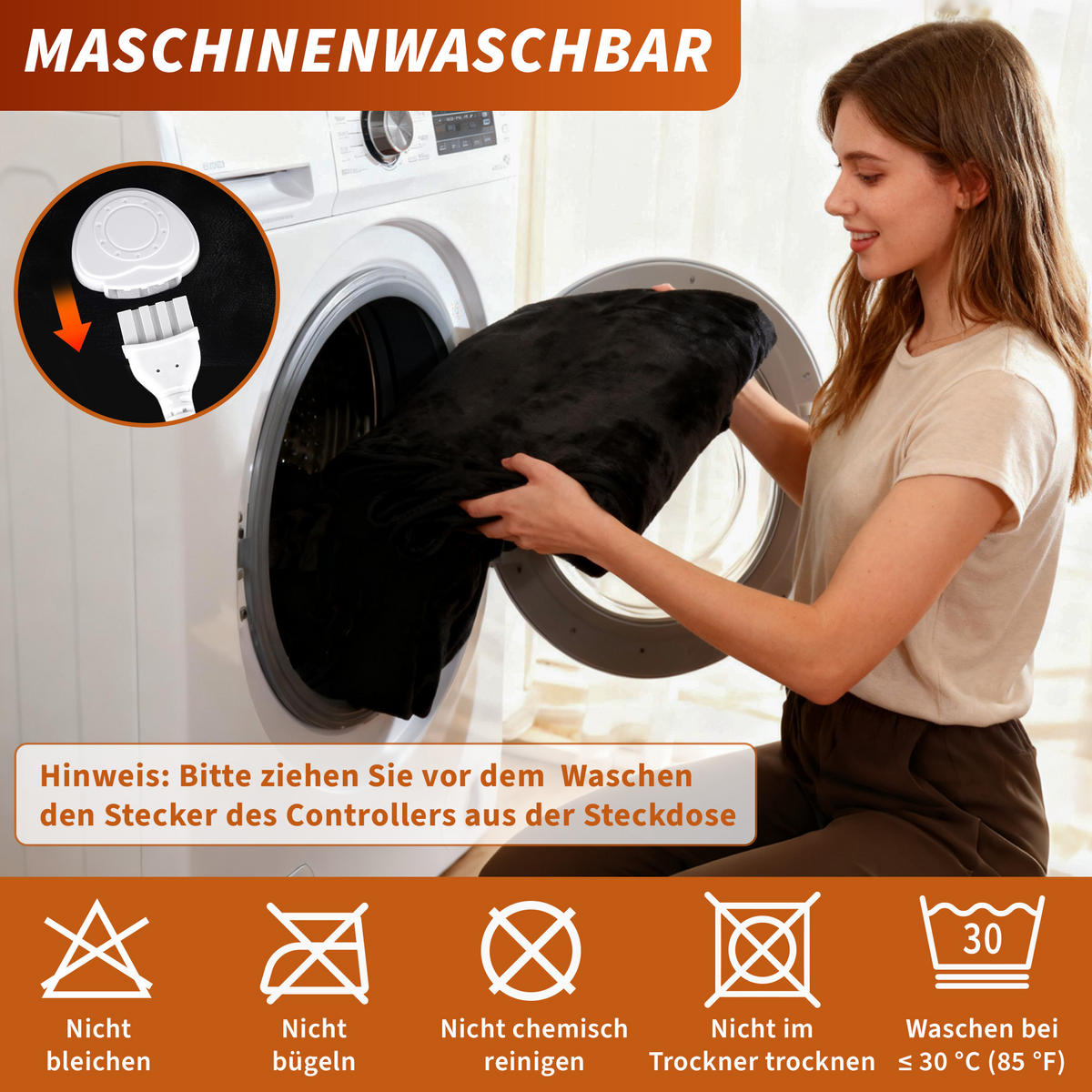 DECKE Thermelyn 200/180 cm - Schwarz, Textil (180/200cm) - ZMH