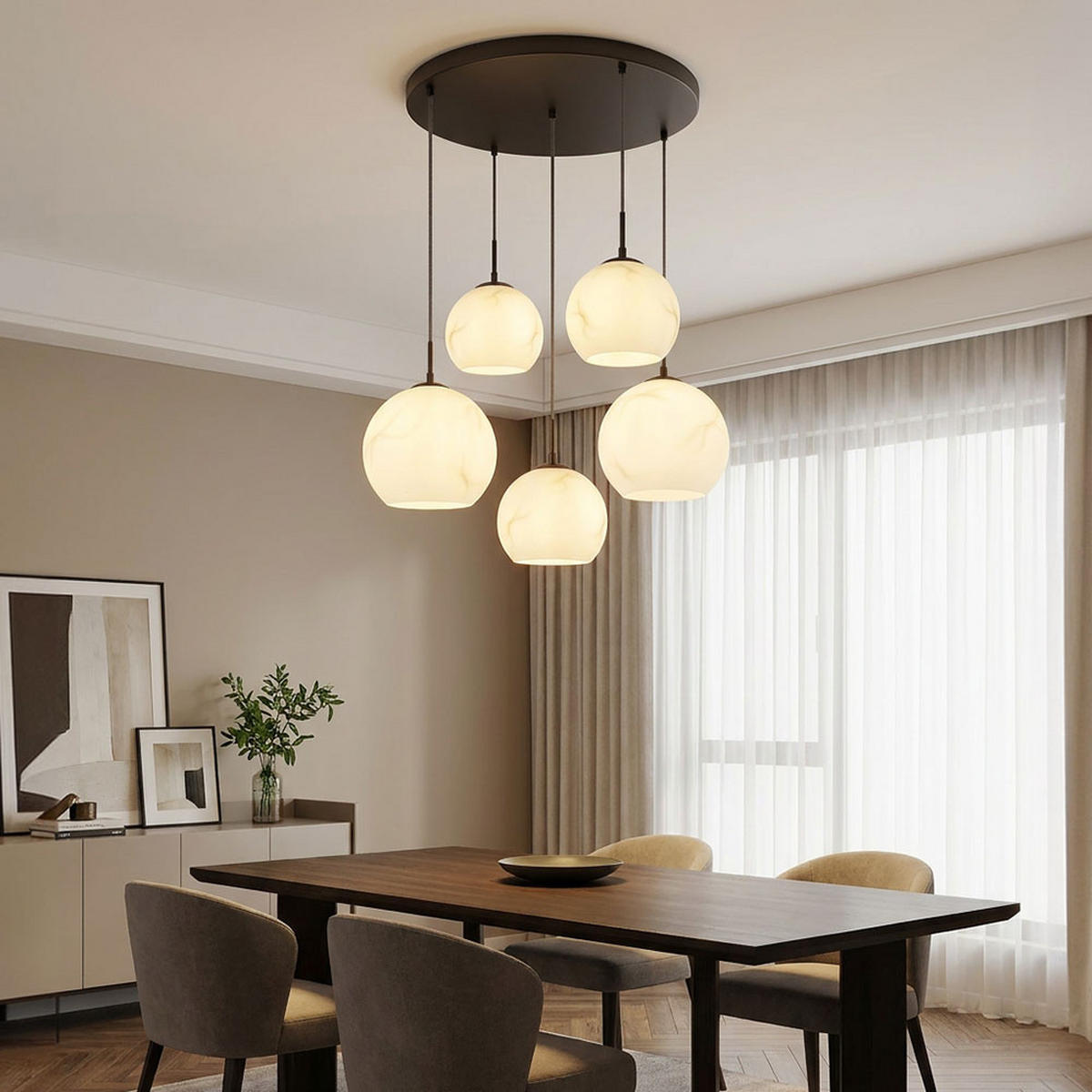 HÄNGELEUCHTE RAGUSA Metall, Schwarz, Glas Pendelleuchte - Schwarz, Glas (70/75/120cm) - Globo Lighting