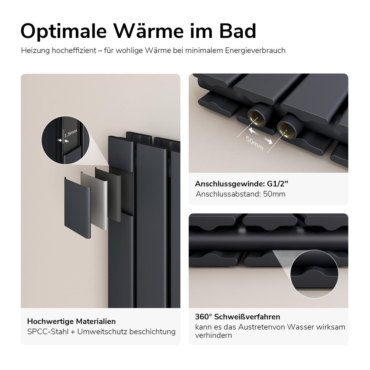 HEIZKÖRPER Flachheizkörper Anthrazit 63/62/6,3 cm - Anthrazit, Metall (62/63/6.3cm) - EMKE