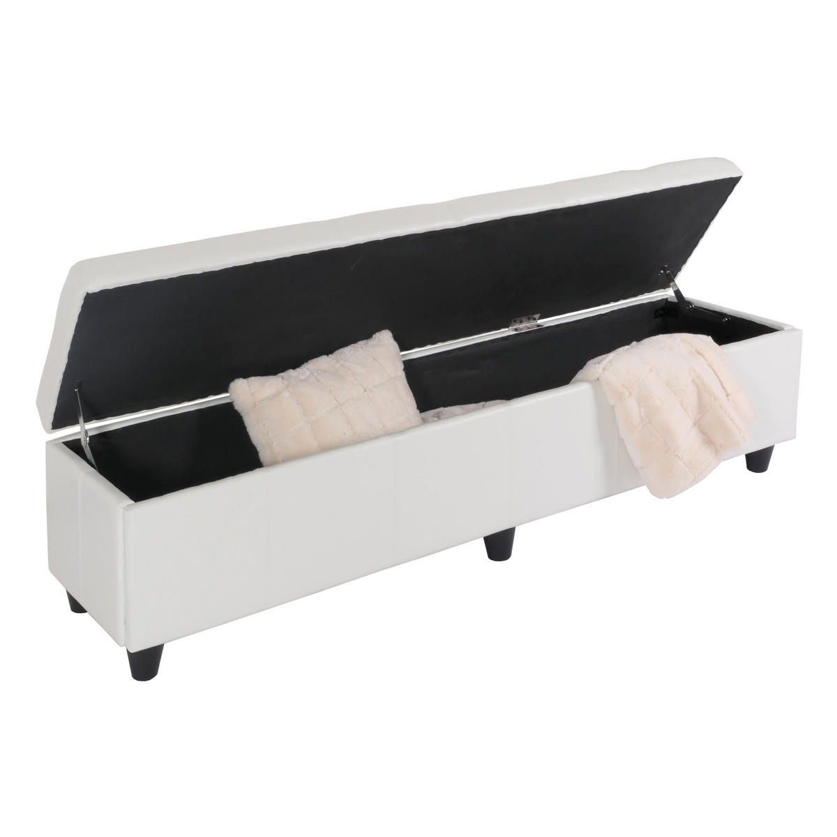 SITZBANK MIT AUFBEWAHRUNG XXL Weiß - Weiß, Leder (180/45/45cm) - MCW