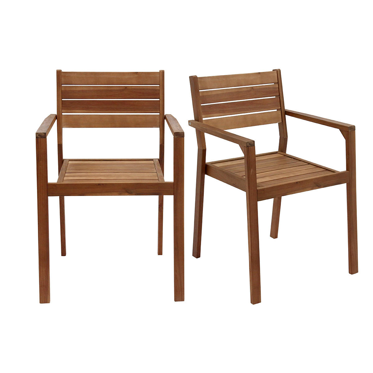 GARTENSESSEL Stapelbar Massives Akazienholz 2er-Set CANOPEE - Naturfarben, Holz (57/84/55cm) - Miliboo