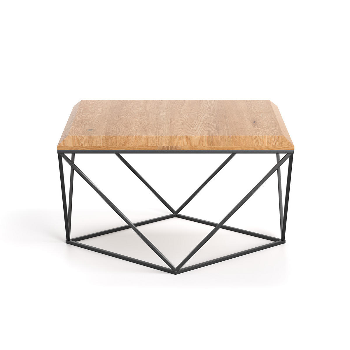 COUCHTISCH Arbor aus massivem Eichenholz 100x100 cm - Eichefarben/Schwarz, Holz/Metall (100/100/41cm) - Danzz