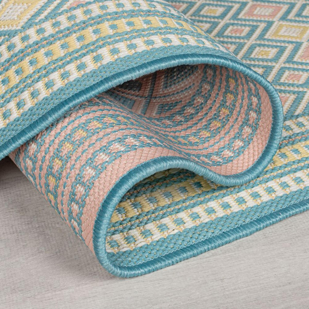 OUTDOOR-TEPPICH Pastell-Streifen, sommertauglich, eisfarben RAVENGLASS, Pastellfarben 80x230 cm - Pastellblau, Textil (80/230cm) - KADIMA DESIGN
