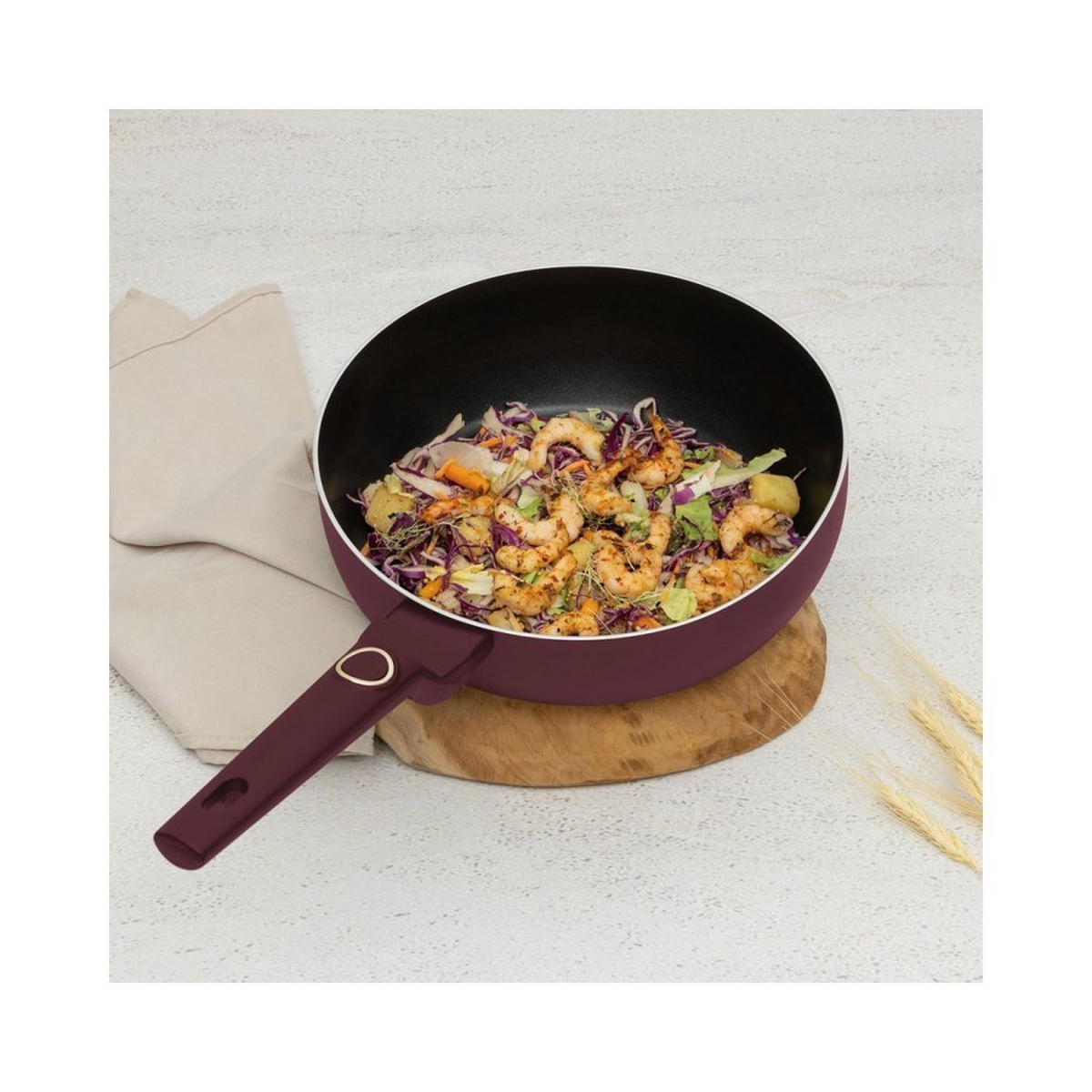 WOK Burgunderrot 26/26/9 cm BH8029 - Bordeaux, Metall (26cm) - Berlinger Haus