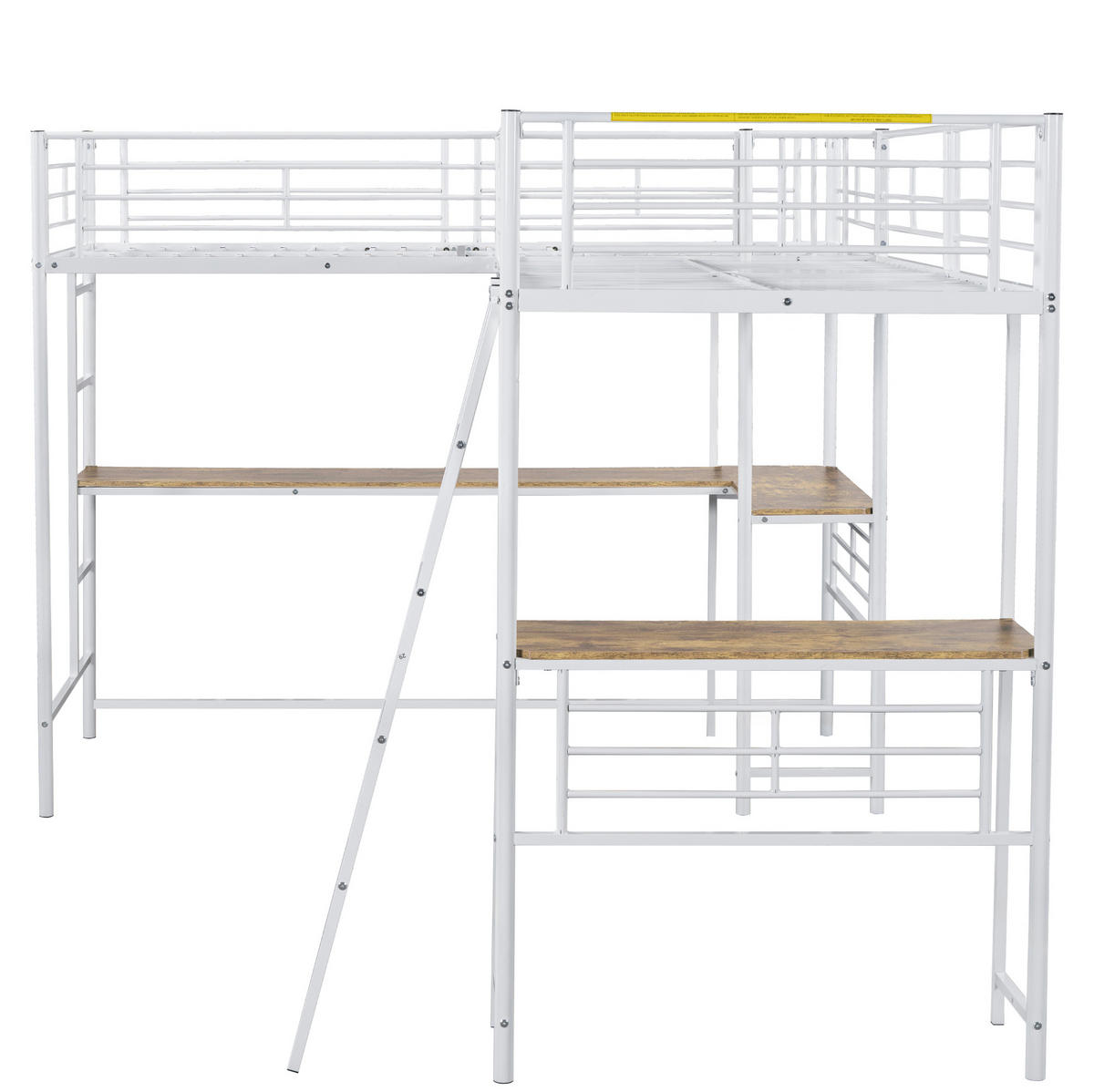 HOCHBETT 90/200 cm in Weiß mit Schreibtisch und Doppeltreppe - Weiß, Metall (140/200cm) - Flora Grace