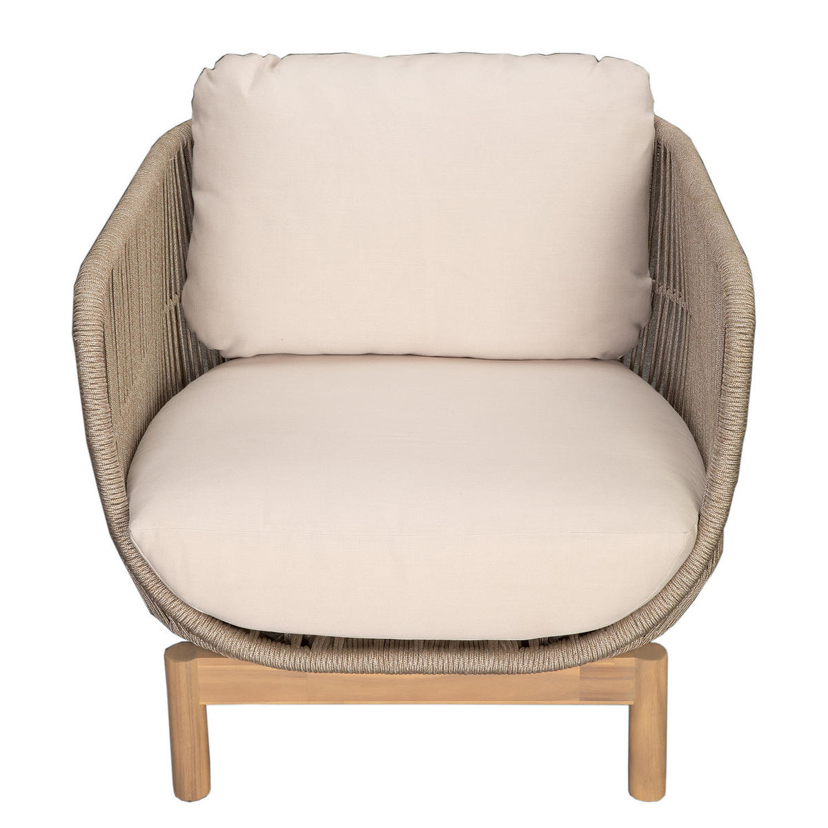 LOUNGESET - Akazie massiv / Polyester - Braun / Beige - 4-teilig - Beige/Braun, Holz/Naturmaterialen - home24