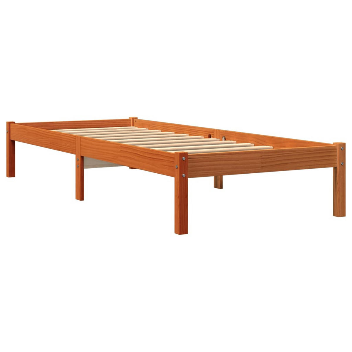 MASSIVHOLZBETT Ohne Matratze Wachsbraun 90/200 Kiefernholz - Braun, Holz (90/200cm) - vidaXL