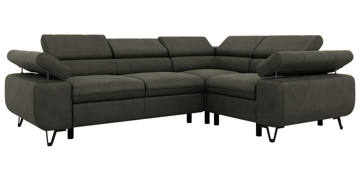 ECKSOFA ORSO L Anthrazit Velvet - Rechts Seite - Anthrazit/Schwarz, Textil/Metall (268/197cm) - MKS