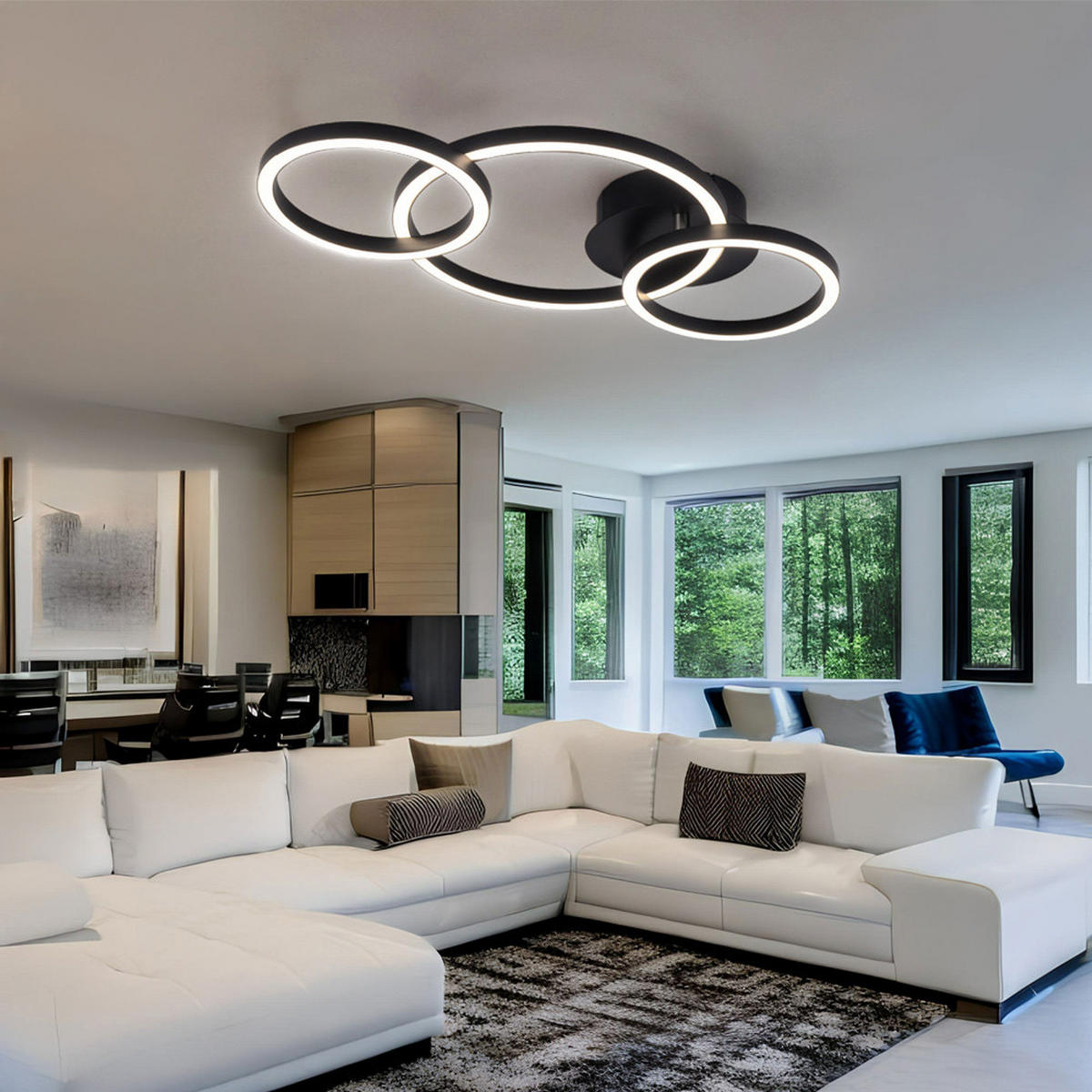 LED DECKENLEUCHTE Ring Design Schwarz - Schwarz, Metall (55/30/7cm) - Globo Lighting