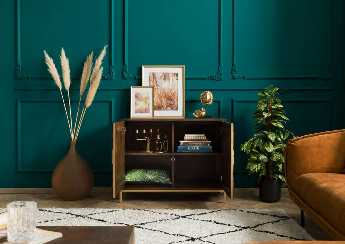 SIDEBOARD Mango 98x40x77 braun geölt DIAMOND #208 - Braun, Holz (98/77/40cm) - Massivmoebel24