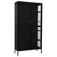 VITRINE Schwarz 90/40/180 Cm Stahl Und Gehärtetes Glas - Goldfarben/Schwarz, Glas/Metall (90/180/40cm) - vidaXL