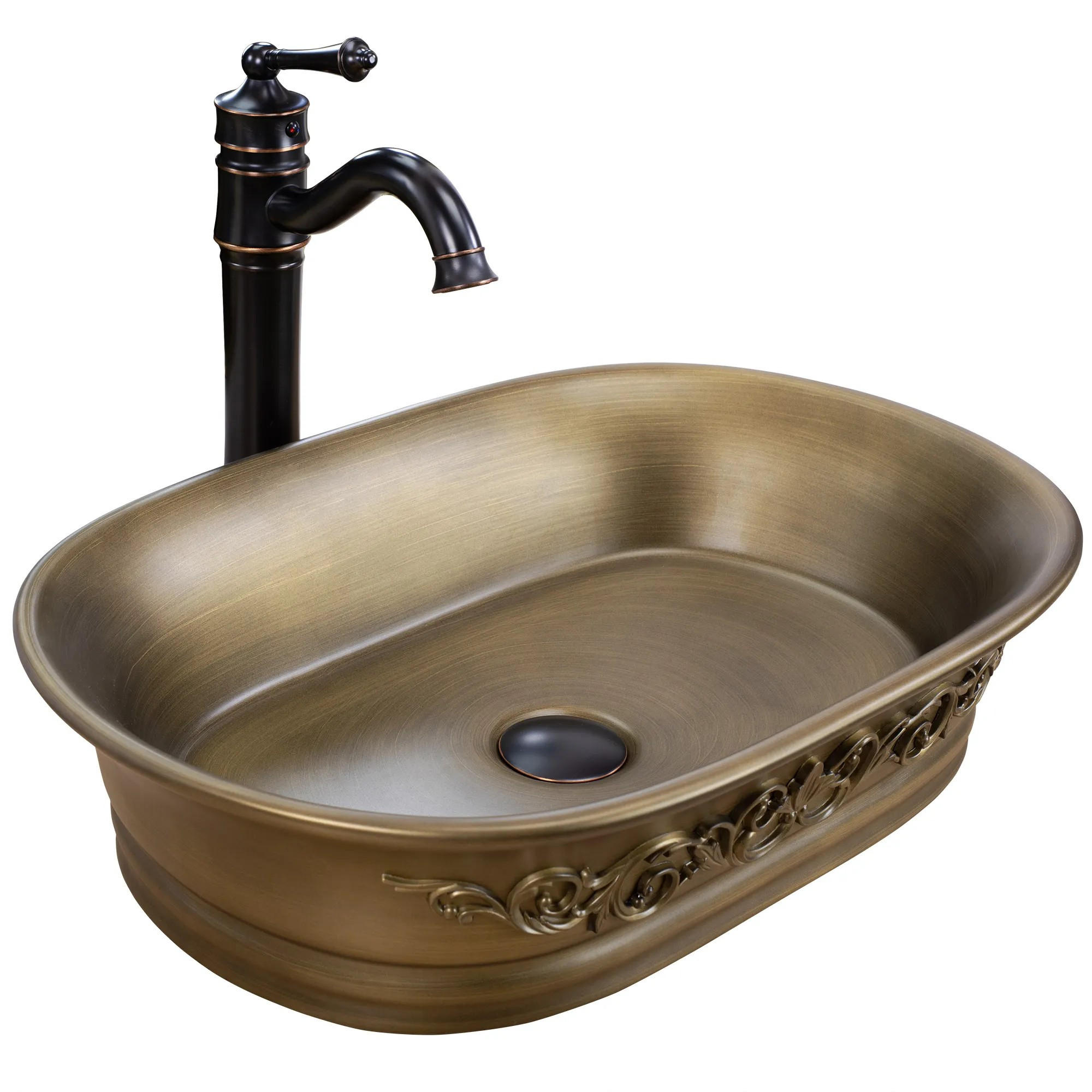 AUFSATZWASCHBECKEN WILMA RUSTIC 55/38/13 cm - Kupferfarben, Keramik (55/13/38cm) - REA