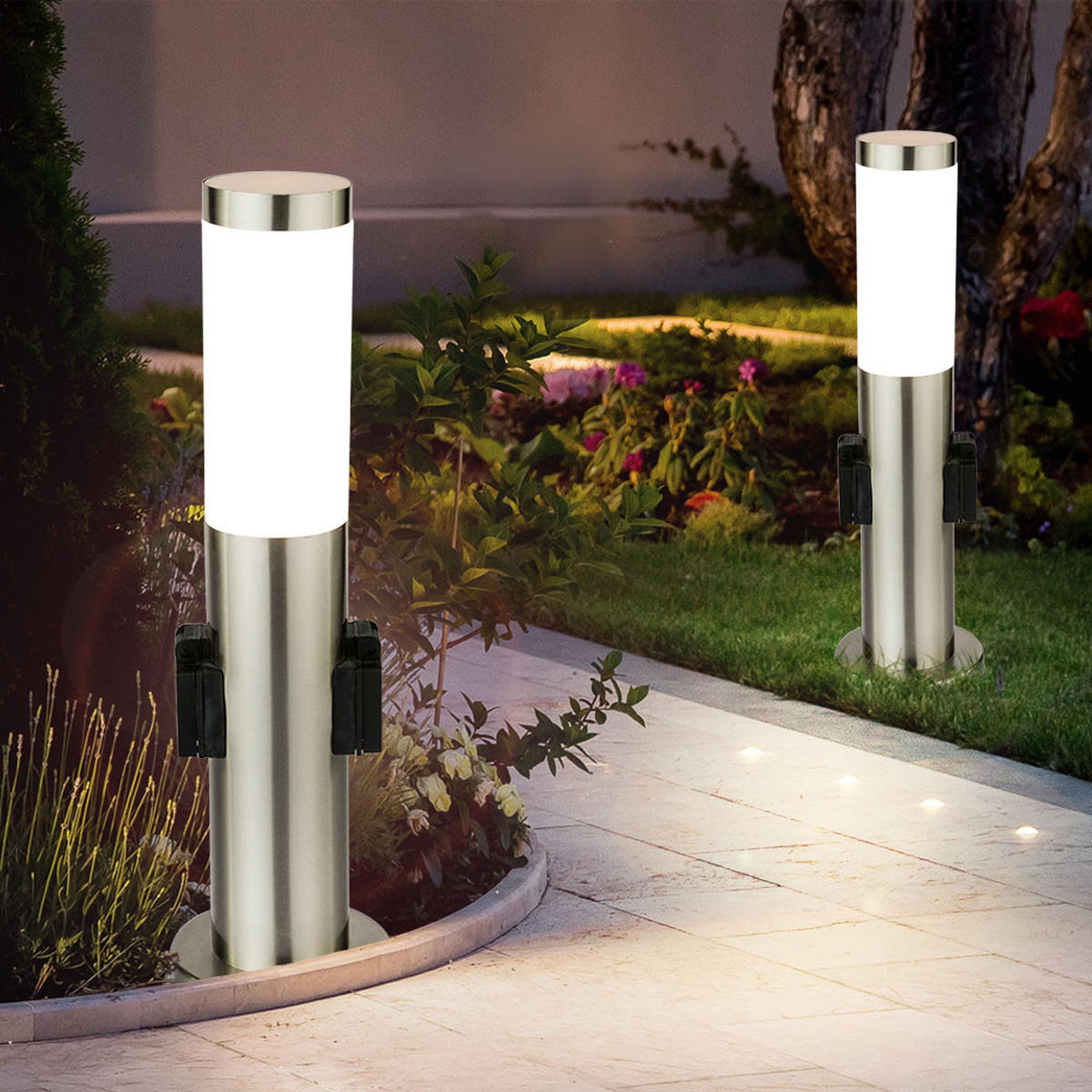 LED STEHLEUCHTE Silber Modern 2er Set - Silberfarben, Metall (8/8/45cm) - Globo Lighting