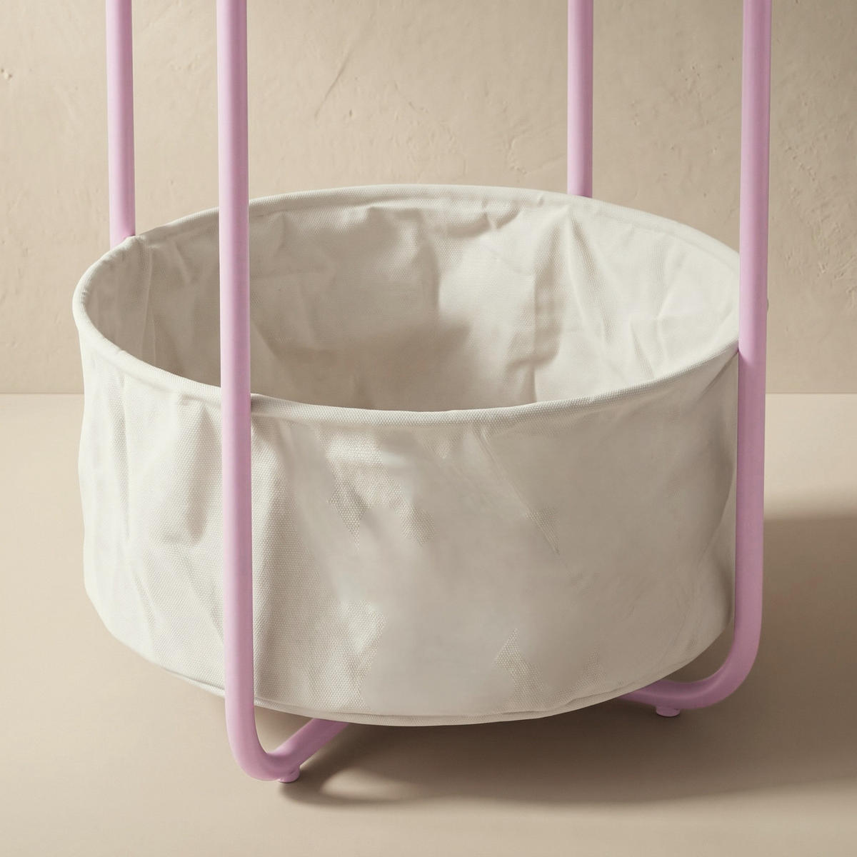 BEISTELLTISCH mit Korb rund Rosa 45/45/50 cm - Rosa, Metall (45/45/50cm) - SCENA LIVING