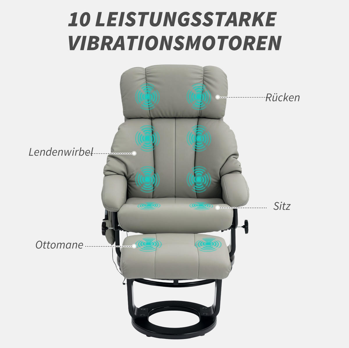 RELAXSESSEL 76/80/102 cm Grau aus Kunstleder mit Massagefunktion - Grau, Kunststoff (80/102/76cm) - OKMYHOME