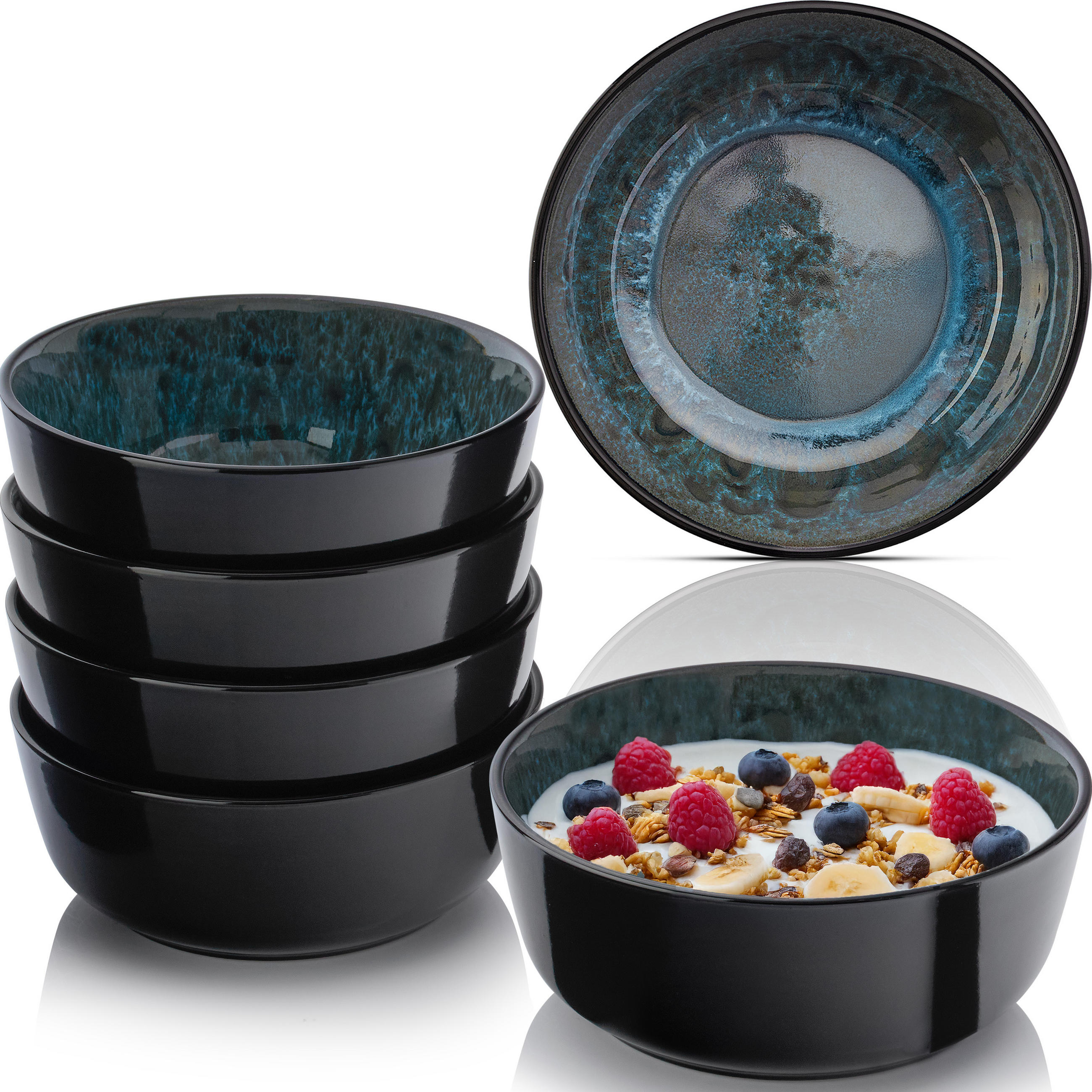 SCHALEN SET MANILA - 6 teilig aus Steingut - Blau, Stein (16.5cm) - Sänger