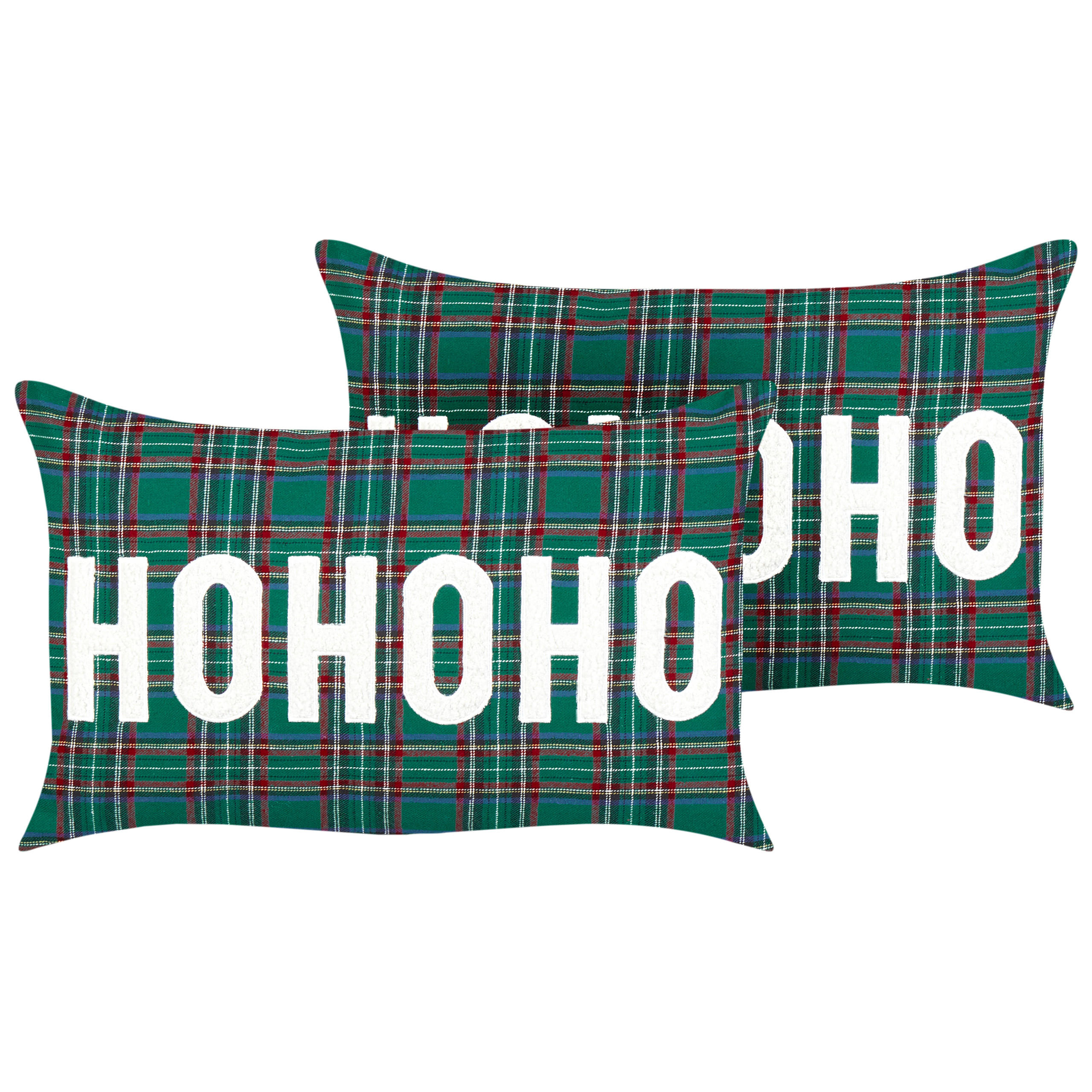 Dekokissen 2er-Set Grün 50/30 cm Joycandy - Rot/Schwarz, Textil (50/30cm) - Beliani