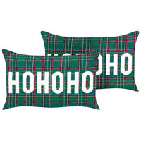 Dekokissen 2er-Set Grün 50/30 cm Joycandy - Rot/Schwarz, Textil (50/30cm) - Beliani