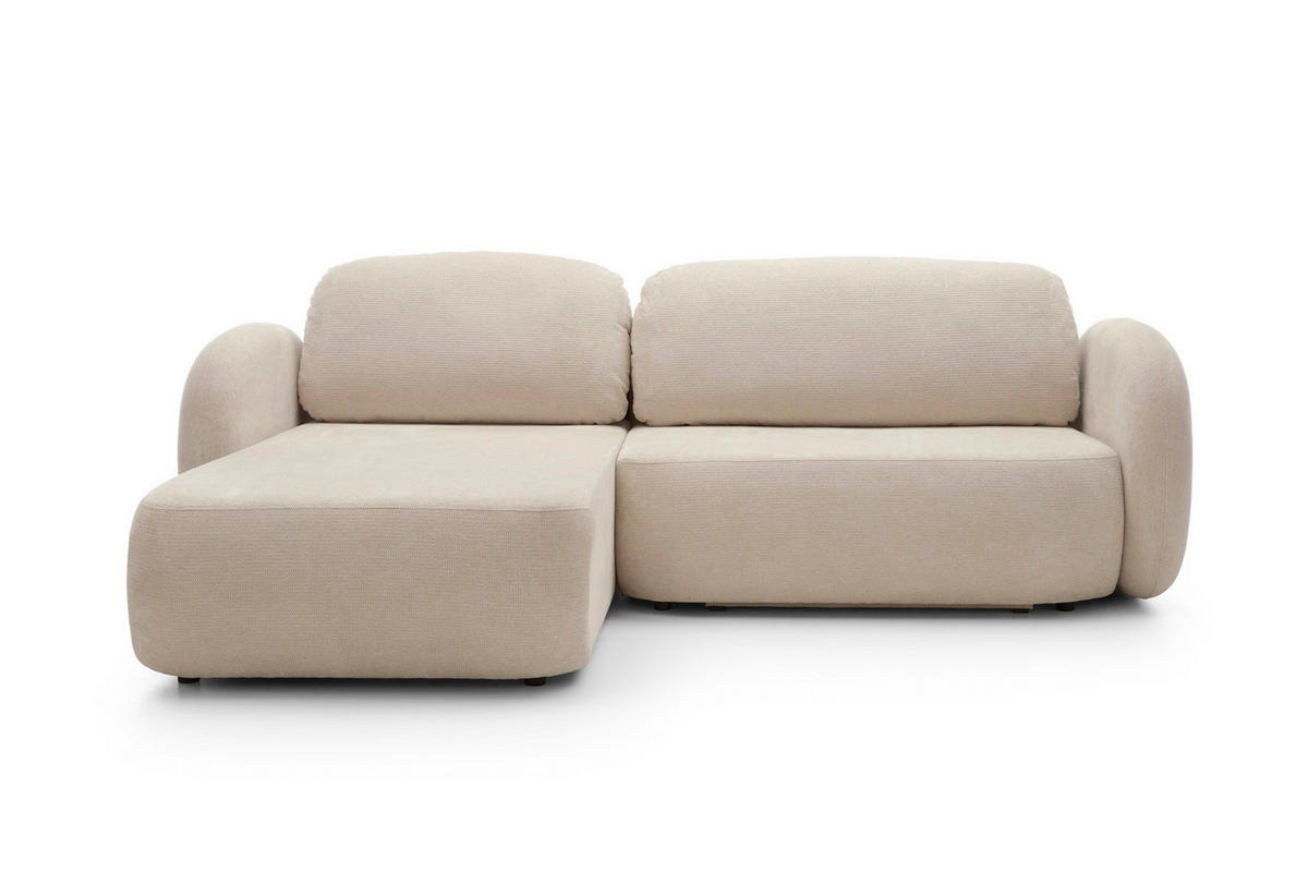 ECKSOFA OLIO L-Form Schlaffunktion mit Bettkasten, lose Rückenkissen, freistehend, LINKS 174x248 cm Beige - Beige, Holz/Textil (174/248cm) - DomoHome