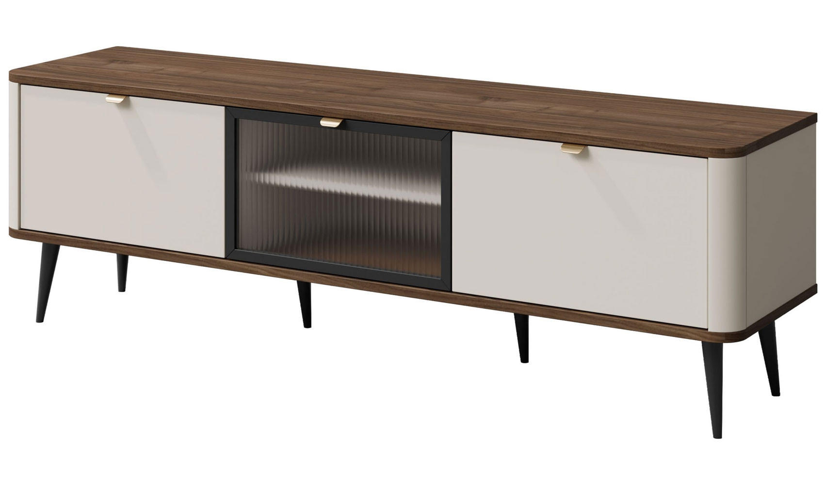 LOWBOARD Marly Kaschmir / Walnuss 160 / 40 / 52cm - Kaschmir/Beige, Holz/Holzwerkstoff (160/52/40cm) - Feldmann-Wohnen