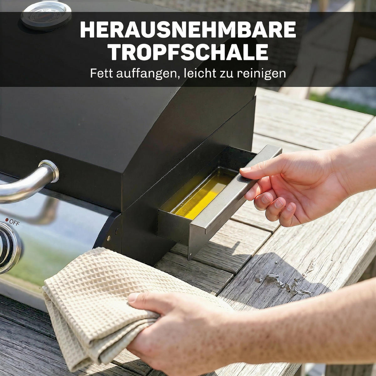 TISCHGASGRILL Metall Edelstahl Schwarz - Schwarz, Metall (47/27/77cm) - Outsunny