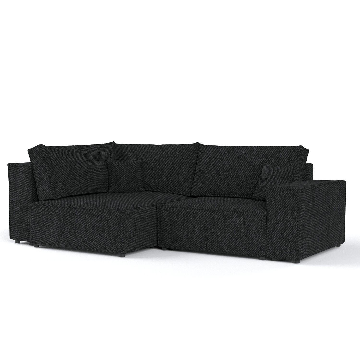ECKSOFA AVION mit Schlaffunktion Schwarz im Neve Stoff - Schwarz, Holz/Holzwerkstoff (253/148cm) - AltaBeds