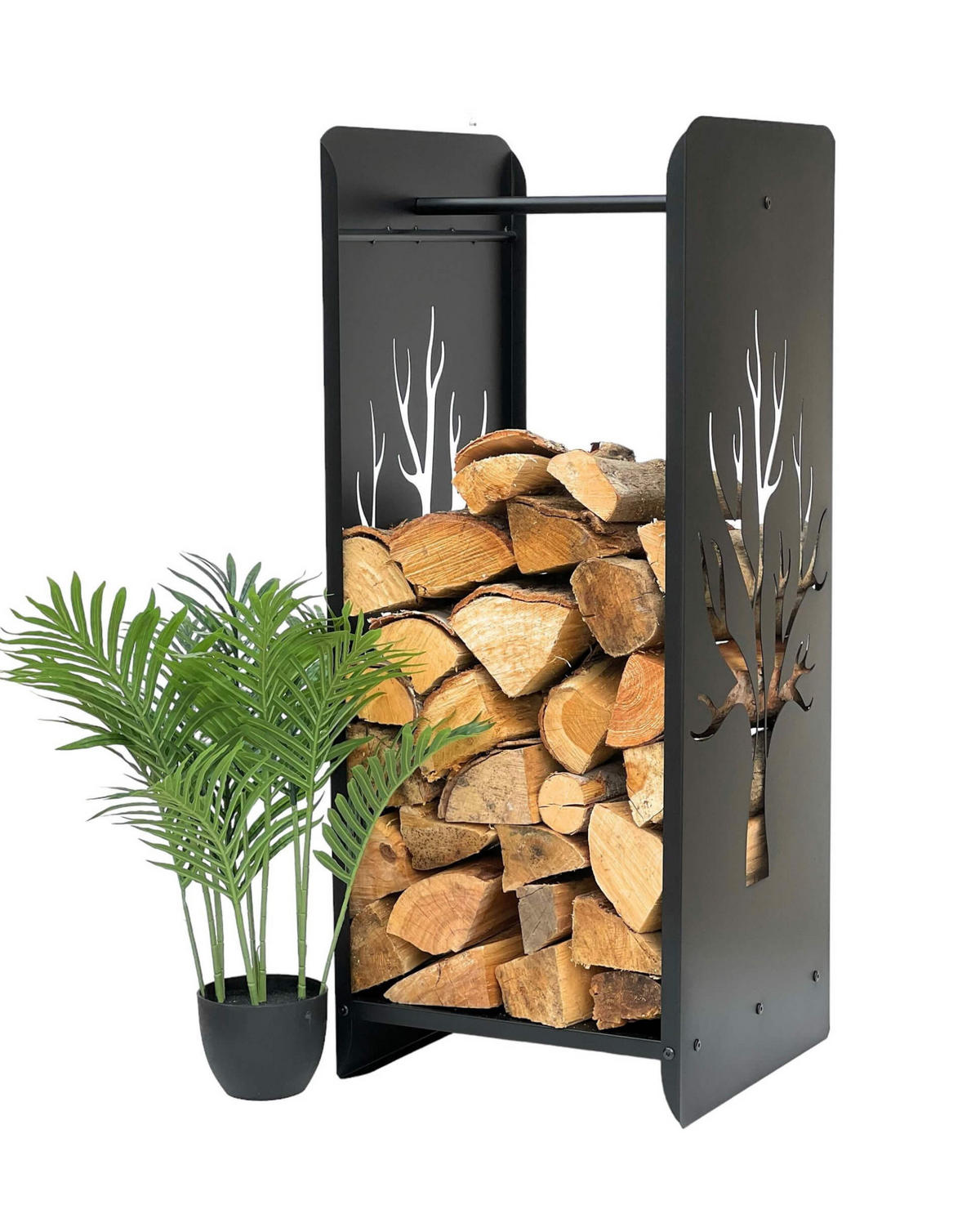 KAMINHOLZREGAL Metall Schwarz 100 cm 10-1470 - Schwarz, Metall (40/100/40cm) - DanDiBo