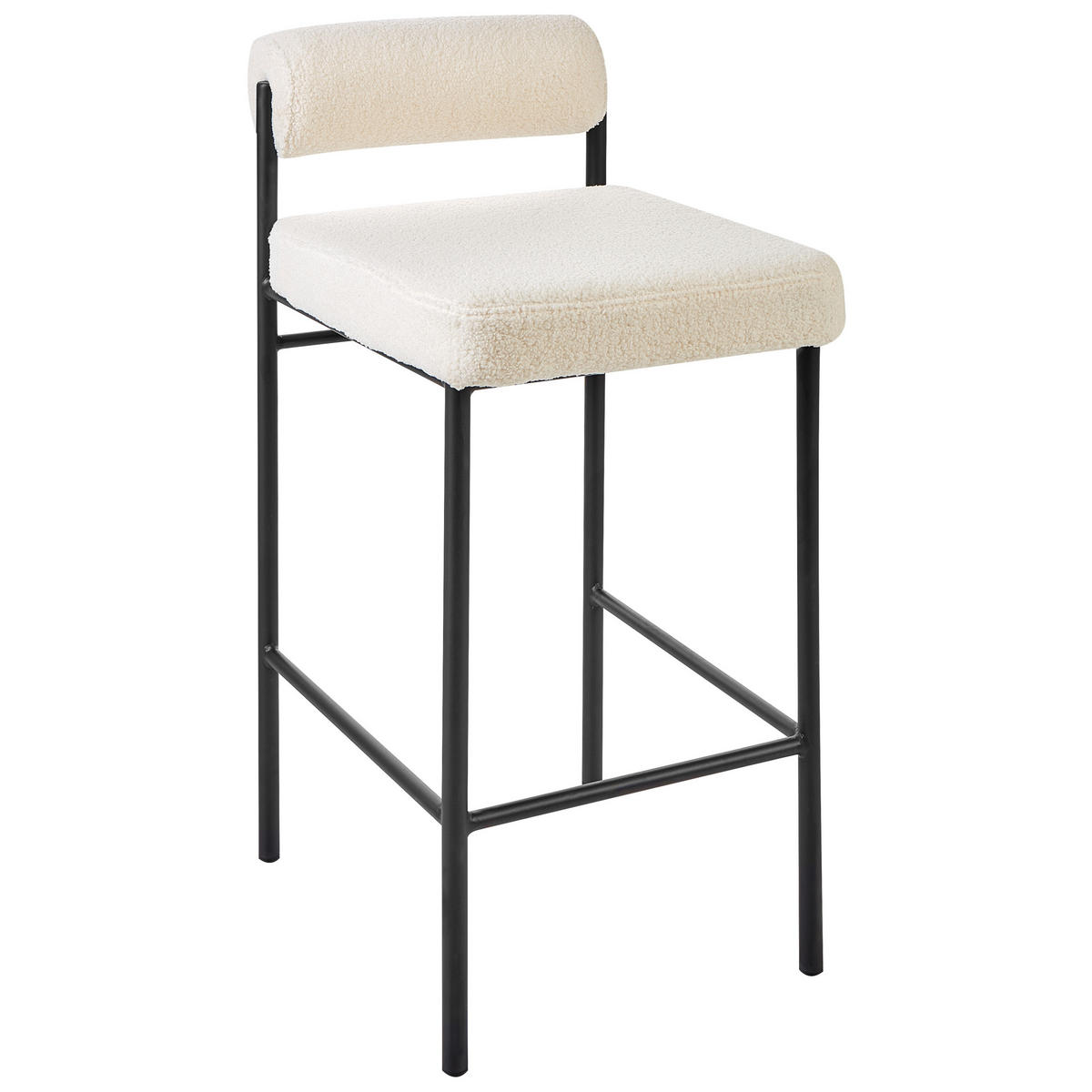 BARSTÜHLE 2er-Set Weiß Amaya - Creme/Schwarz, Textil (42/82/42cm) - Beliani