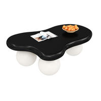 COUCHTISCH Schwarz Weiß in Wolkenform mit LED - Schwarz, Metall (95/62/32cm)