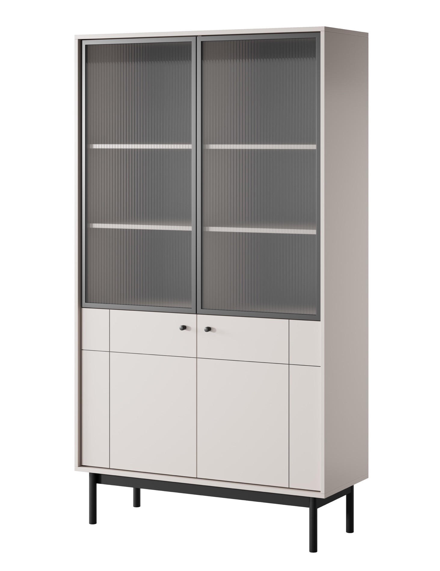 VITRINE Japandies Greige - Taupe/Schwarz, Holz/Holzwerkstoff (104/184.6/39cm) - Selsey