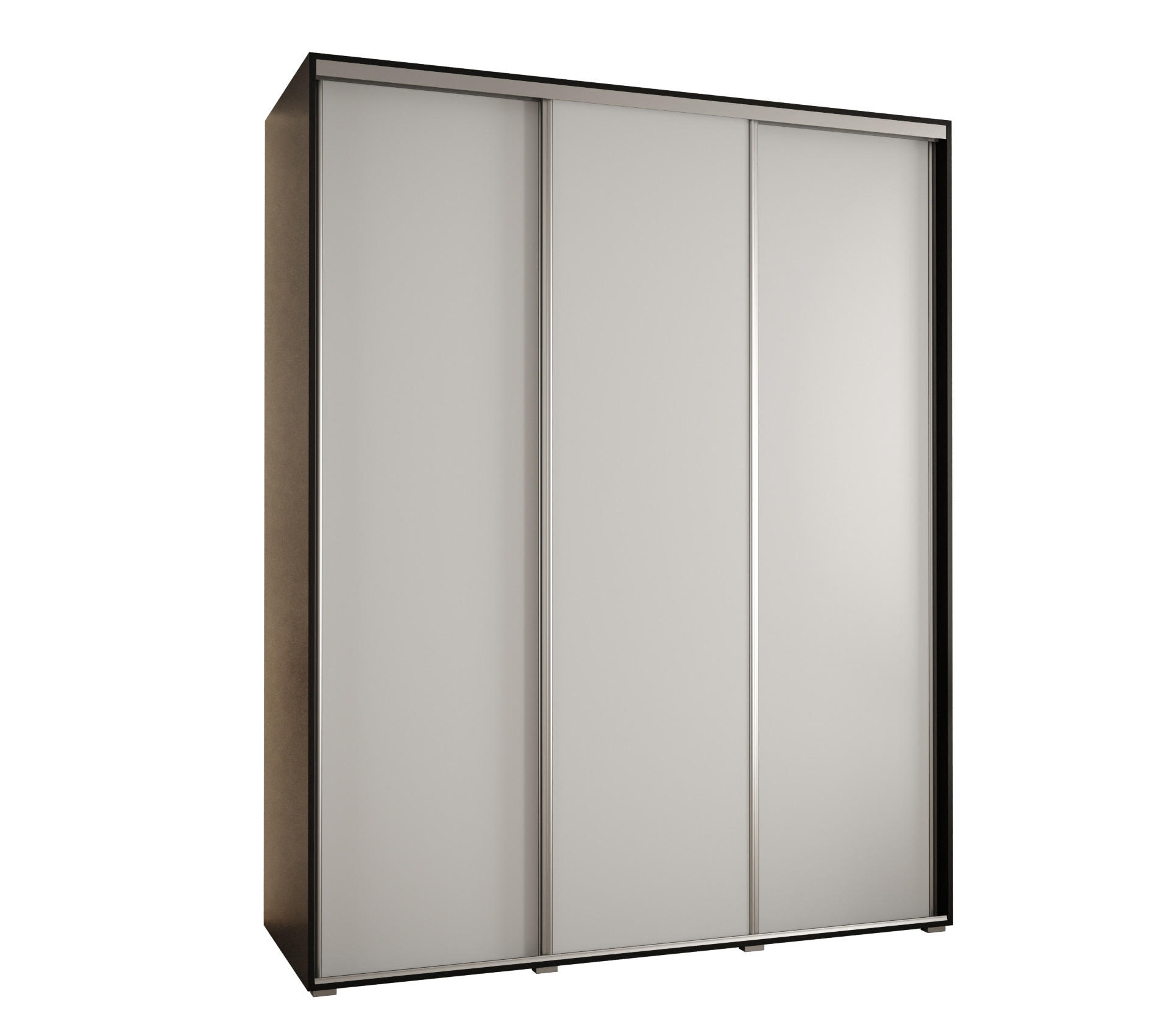 Abiks Möbel Schwebetürenschrank Schwarz, Weiß, Silber 200x235x60 cm