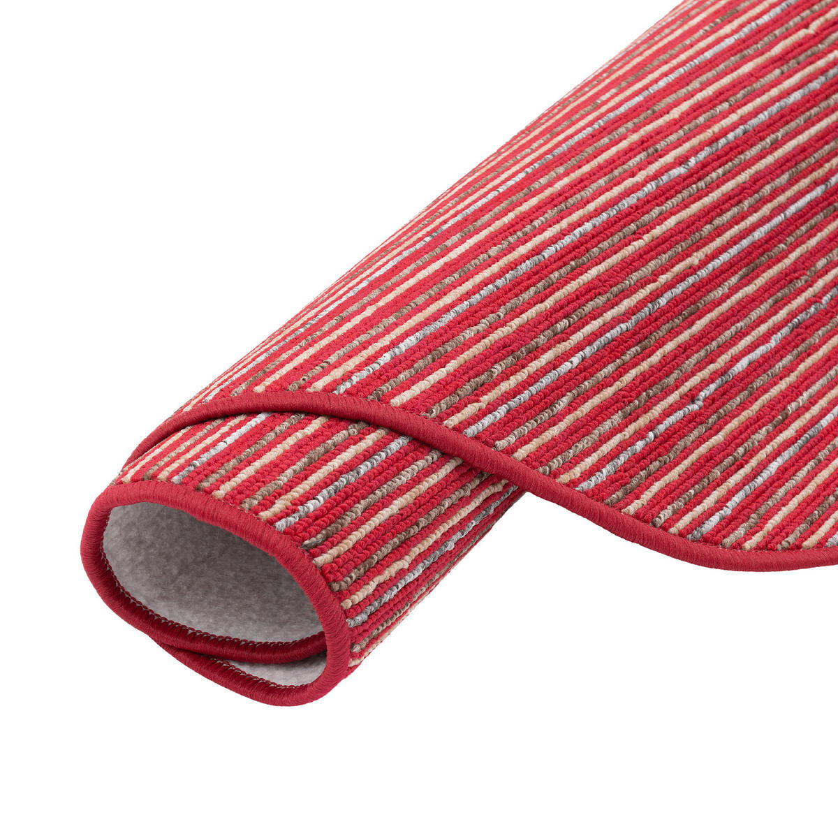 STREIFENBERBER TEPPICH MARTA RUND - Rot, Textil (160/160cm) - Snapstyle