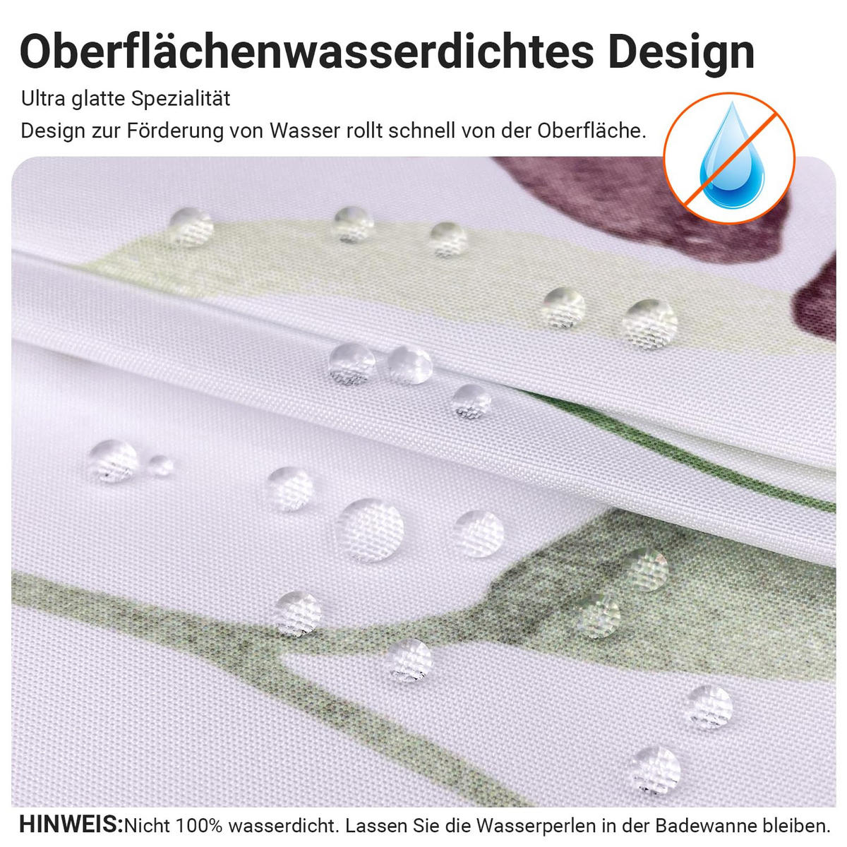 DUSCHVORHANG Schmetterling floral Muster wasserdicht mit Haken fürs Badezimmer Badewanne - Weiß, Textil (180/200cm) - MCBOSON