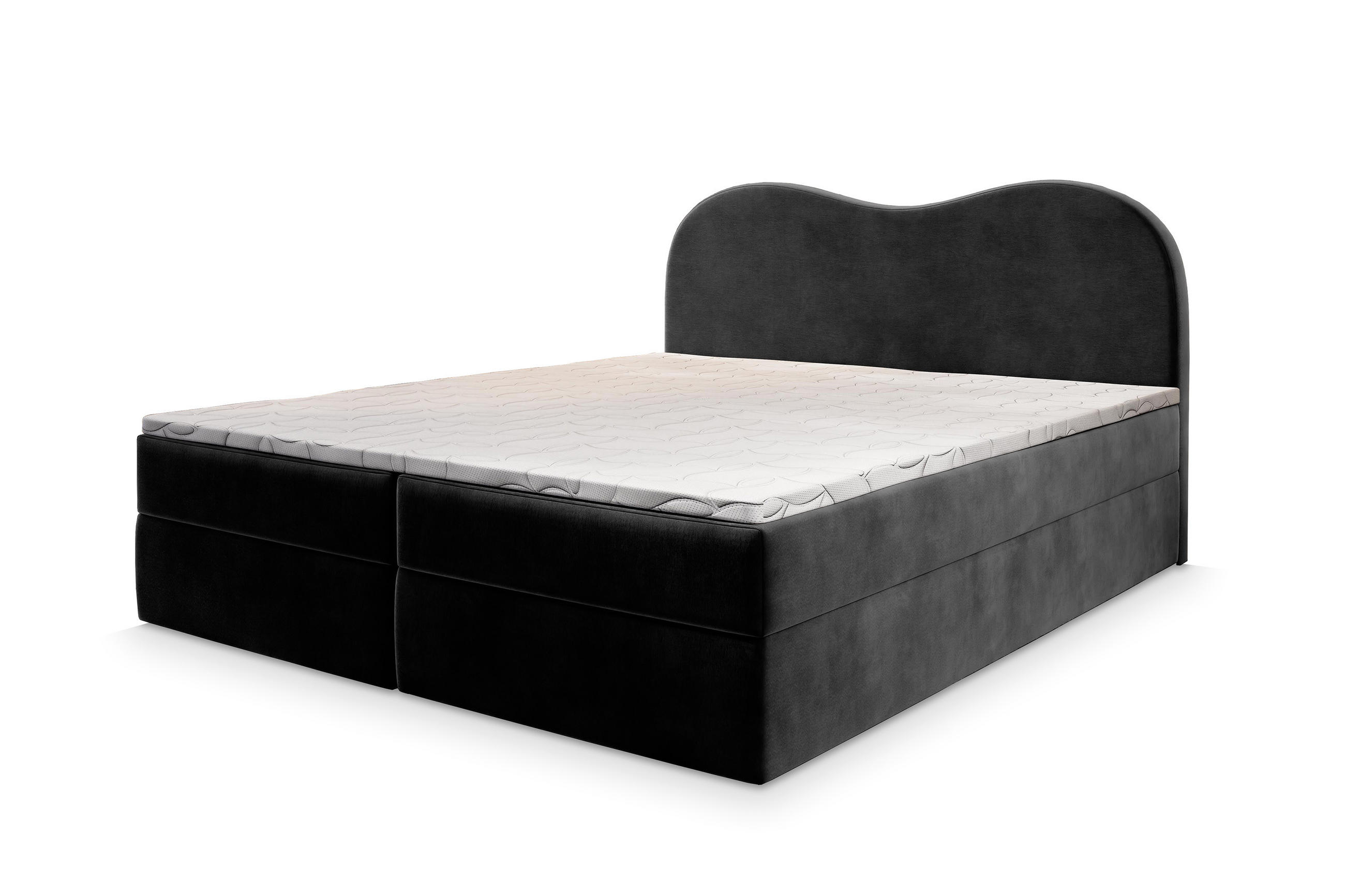 BOXBETT FLUVIA M 180x200 cm mit Matratze und Topper - Schwarz - Schwarz, Holz (180/200cm) - MASSENO