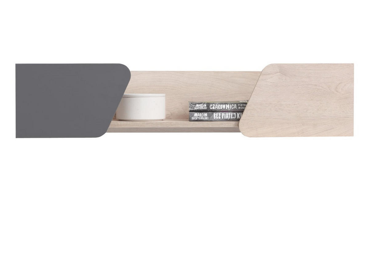 JUGENDZIMMER Davis Set C mit Bett 120 x 200 - Eiche Anthrazit - Eichefarben/Anthrazit, Holzwerkstoff (135/190/135cm) - QMM TraumMöbel