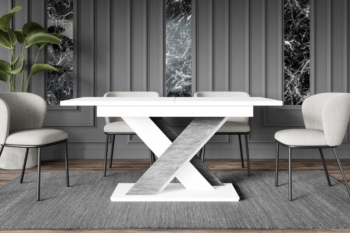ESSTISCH ausziehbar 140 -180x80x75 cm - Weiß / Betonoptik - RONX - Weiß, Holzwerkstoff (140/80/75cm) - ALTDECOR