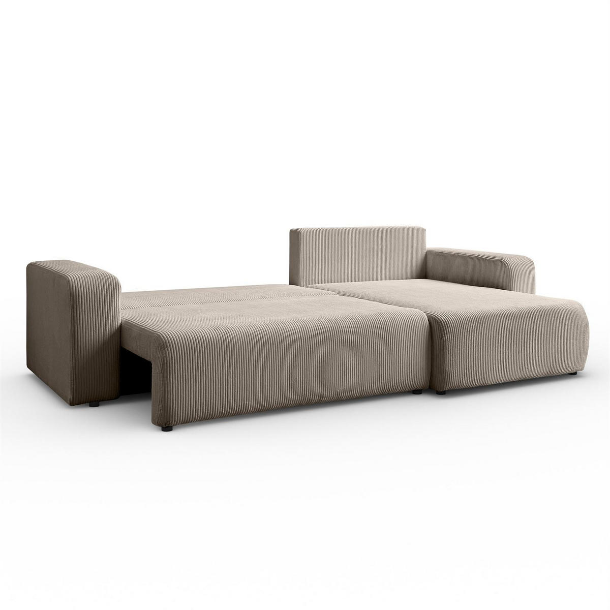 ECKSOFA Gepolstertes PRESTIGE XL mit Schlaffunktion und Bettkasten, Poso 02 - Beige, Textil (277/143cm) - Lookway