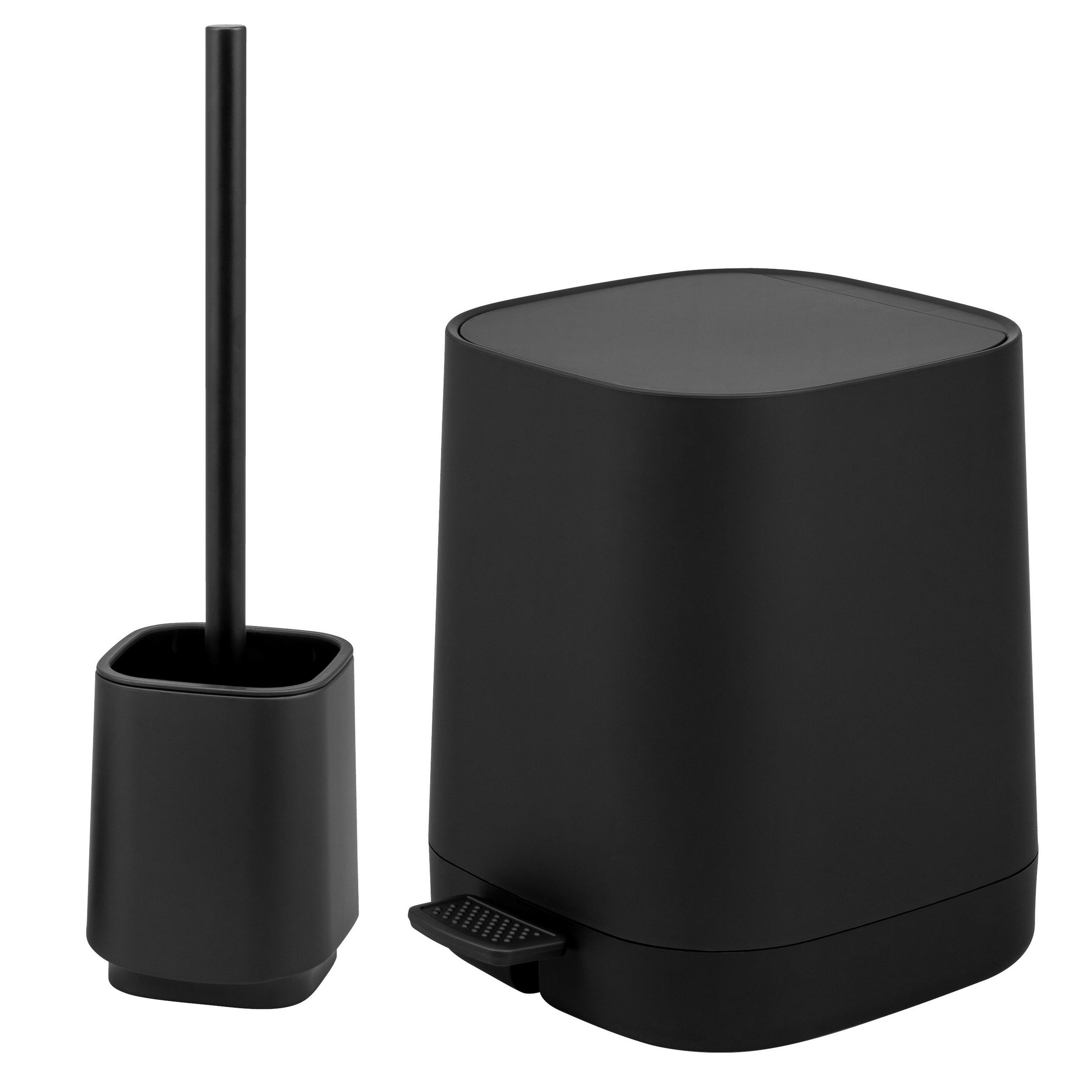 BAD-ACCESSOIRES-SET VALONA 2tlg., schwarz, Kunststoff - Schwarz, Kunststoff (21/25.5/21cm) - eluno