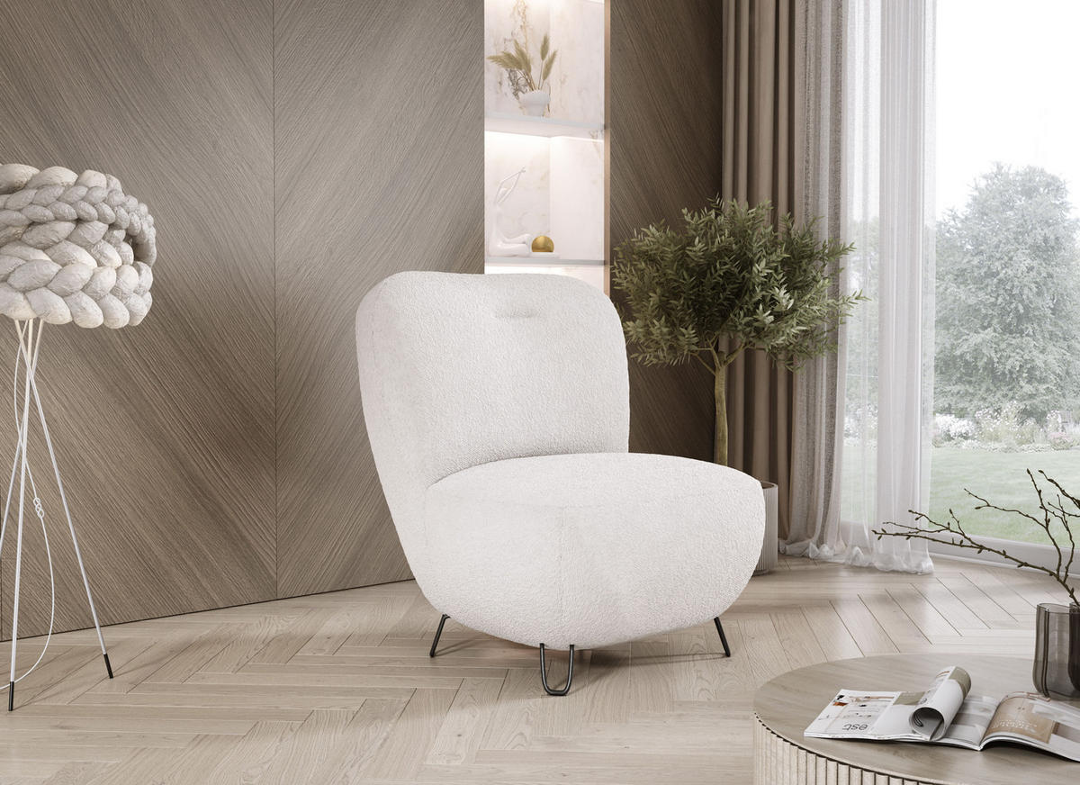 SESSEL LUIS, Skandinavischer Stil – Freistehend, 82×56×82 cm, BEIGE - Beige/Schwarz, Holz/Textil (82/82/66cm) - DomoHome
