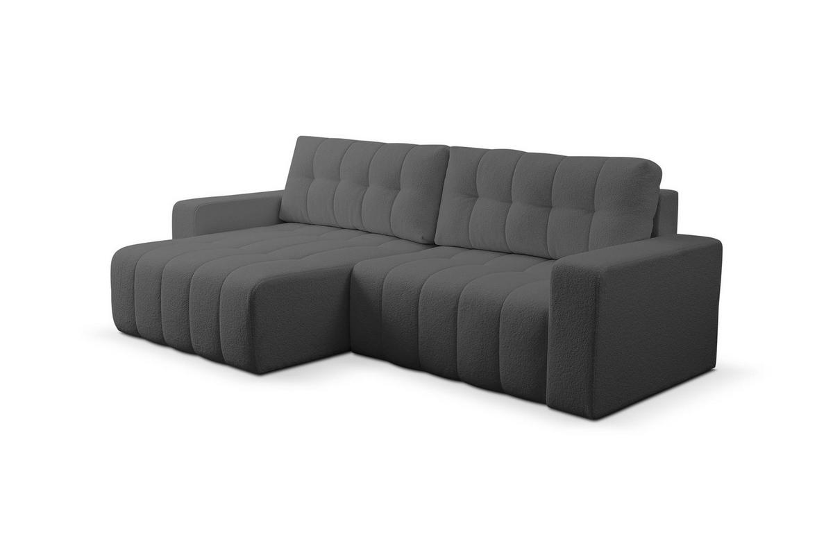 ECKSOFA Masina Grau, Schlafsofa aus Veloursstoff - Grau, Holzwerkstoff (245/143cm) - Bettso